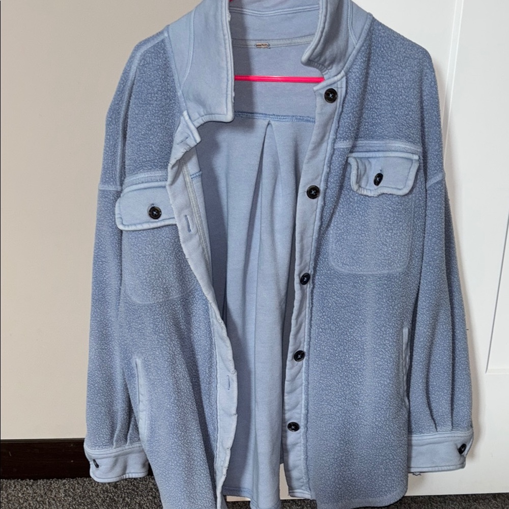 Free People Blue Button-Up Top